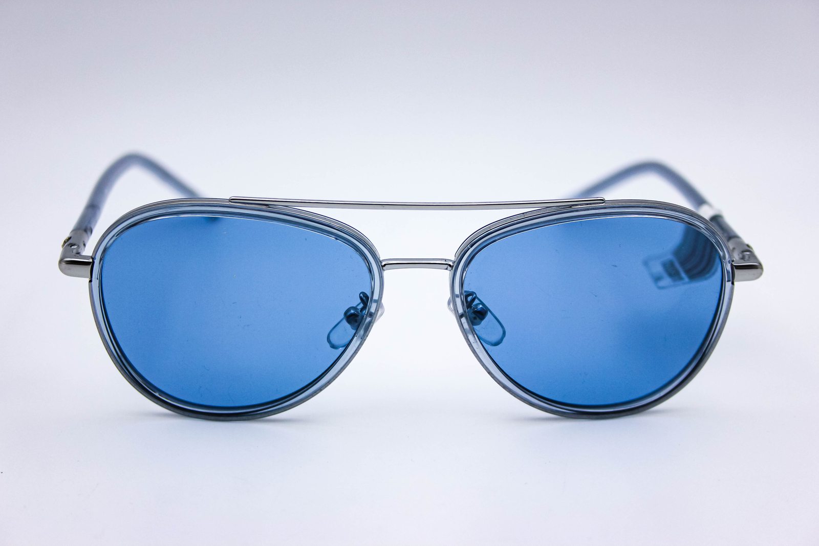 Tory Burch Eleanor Silver/Blue Aviator Sunglasses 57-17-140 