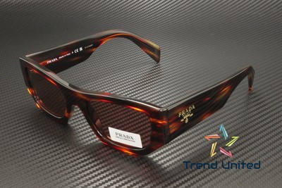 Pre-owned Prada Pr A01s 13o80b Havana Red Dark Violet 53 Mm Unisex Sunglasses In Purple