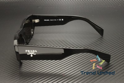 Pre-owned Prada Pr A01s 16k08z Black Dark Grey 53 Mm Unisex Sunglasses In Gray
