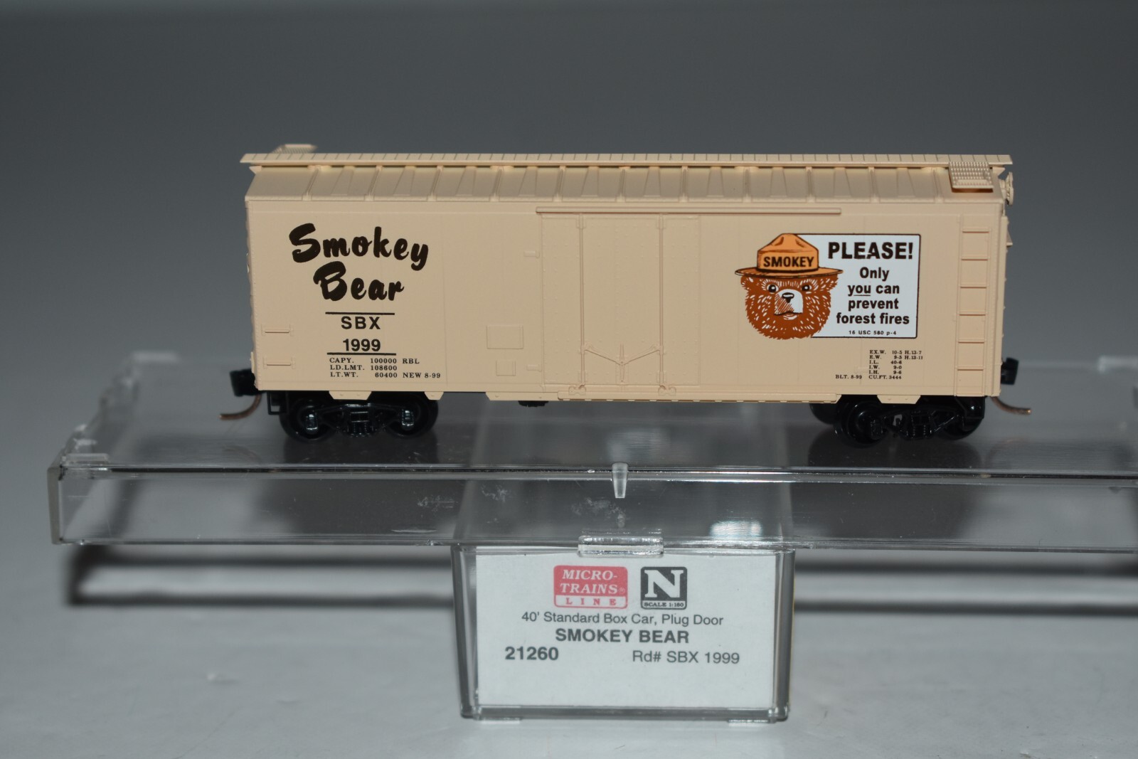 N Scale MTL 21260 Smokey Bear 40' Single Door Boxcar 1999 N Scale MTL 21260 Smokey Bear 40' Single Door Boxcar 1999