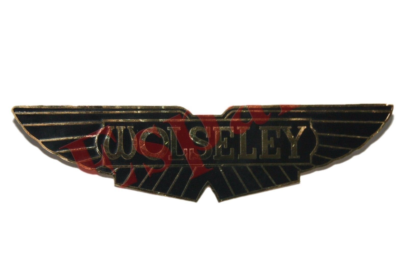 New Wolseley British Car Brass Golden Black Logo Badge Emblem Monogram  