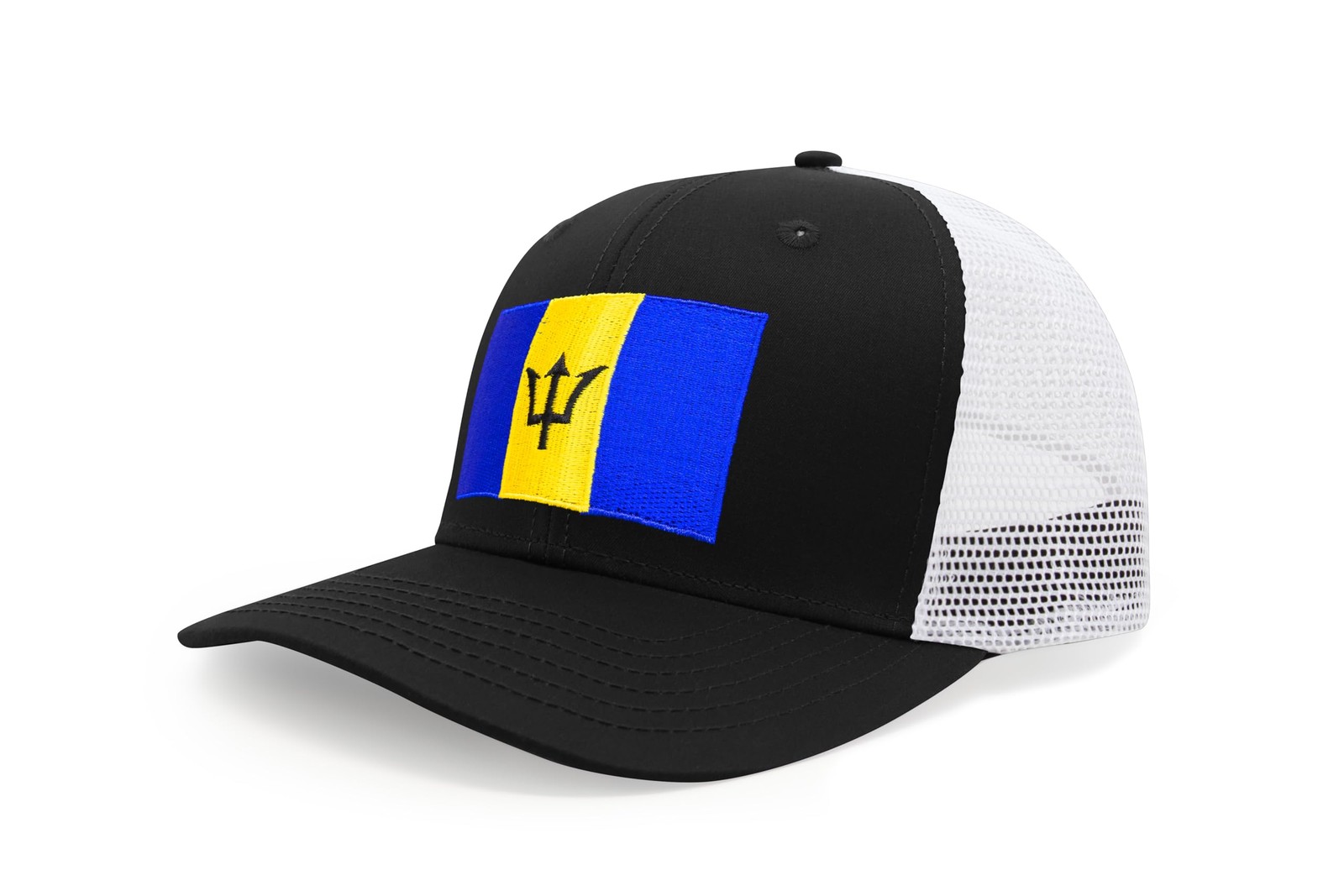 Country Hat, Snapback Trucker Baseball Cap(Barbados, Black White)
