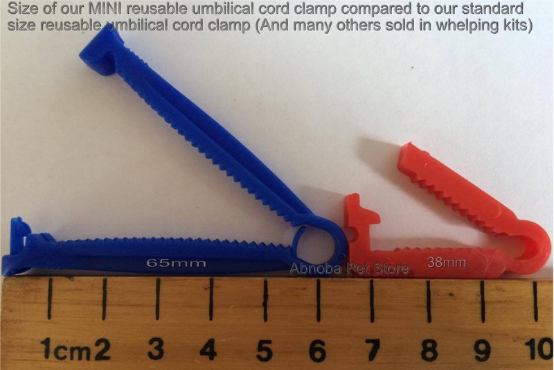 10 NEW MINI Reusable Umbilical Cord Clamps 38mm in Length Puppy Kitten