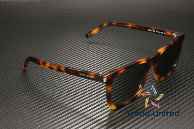 Pre-owned Saint Laurent Sl 559 002 Squared Acetate Havana Green 54 Mm Unisex Sunglasses