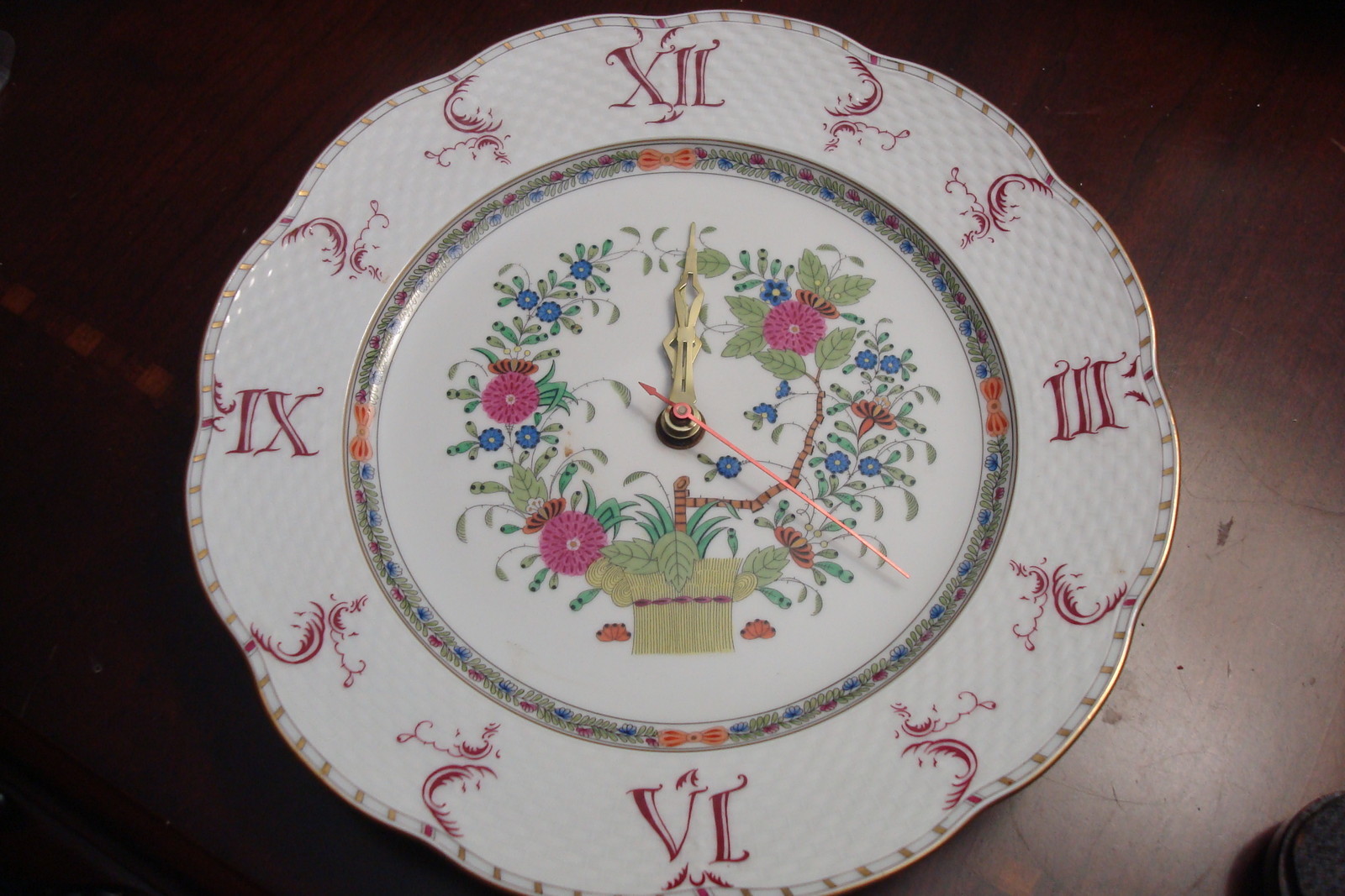 Clock plate in floral pattern made by Herend in the Mid ...