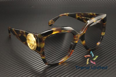 Pre-owned Gucci Gg1407s 002 Rectangular Squared Acetate Havana Grey 54mm Womens Sunglasses In Gray