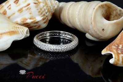 Pre-owned Pucci 1ct Round Cut Eternity Simulated Bridal Wedding Anniversary Band 14k White Gold In White/colorless