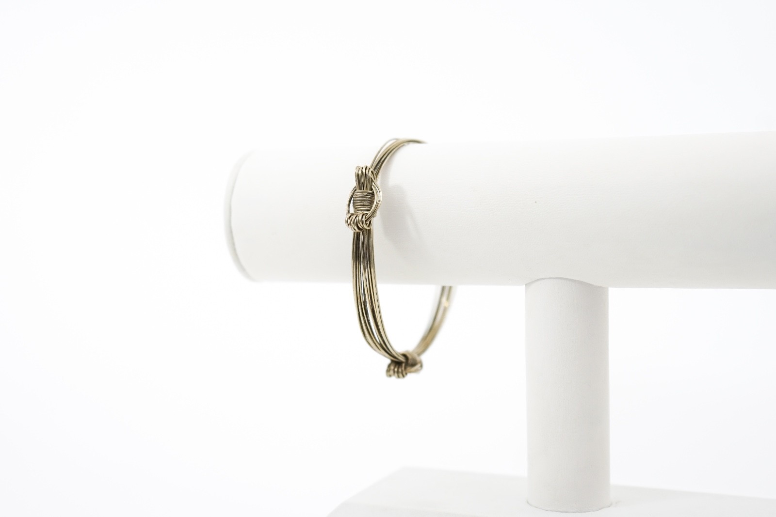 Two Knot African Safari Elephant Hair Style Bracelet 925 Sterling Silver 10.9g