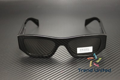Pre-owned Prada Pr A01s 16k08z Black Dark Grey 53 Mm Unisex Sunglasses In Gray