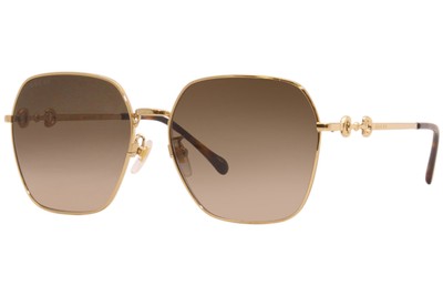 Pre-owned Gucci Gg0882sa 002 Sunglasses Women's Gold/brown Gradient Fashion Square 60mm