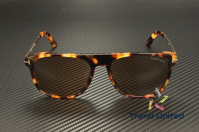 Pre-owned Tom Ford Ft1105 55e Acetate Coloured Havana Brown 55 Mm Men's Sunglasses