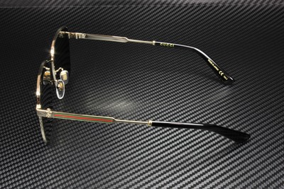 Pre-owned Gucci Gg0852sk 001 Rectangular Squared Gold Black Green 58 Mm Women's Sunglasses In Solid Green