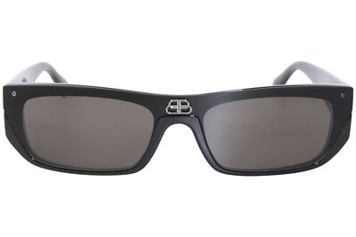 Pre-owned Balenciaga Extreme Bb0080s 001 Sunglasses Women's Black/grey Lenses Shield 99mm In Gray