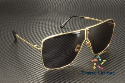 Pre-owned Tom Ford Ft1159 30a Metal Shiny Deep Gold Smoke 68 Mm Unisex Sunglasses In Gray