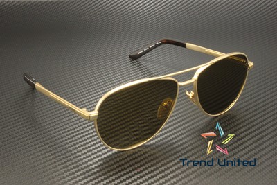 Pre-owned Prada Pr A54s 1bk01t Matte Gold Dark Brown 60 Mm Men's Sunglasses