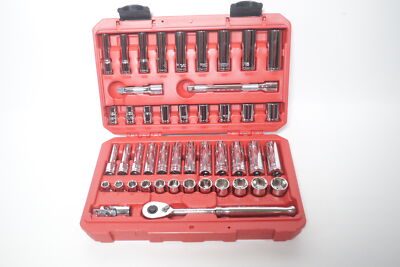 TEKTON SKT15301 46Pc 3/8'' Drive 6-Pt Socket/Ratchet Set 501 (5/16-3/4'', 8-19 mm)