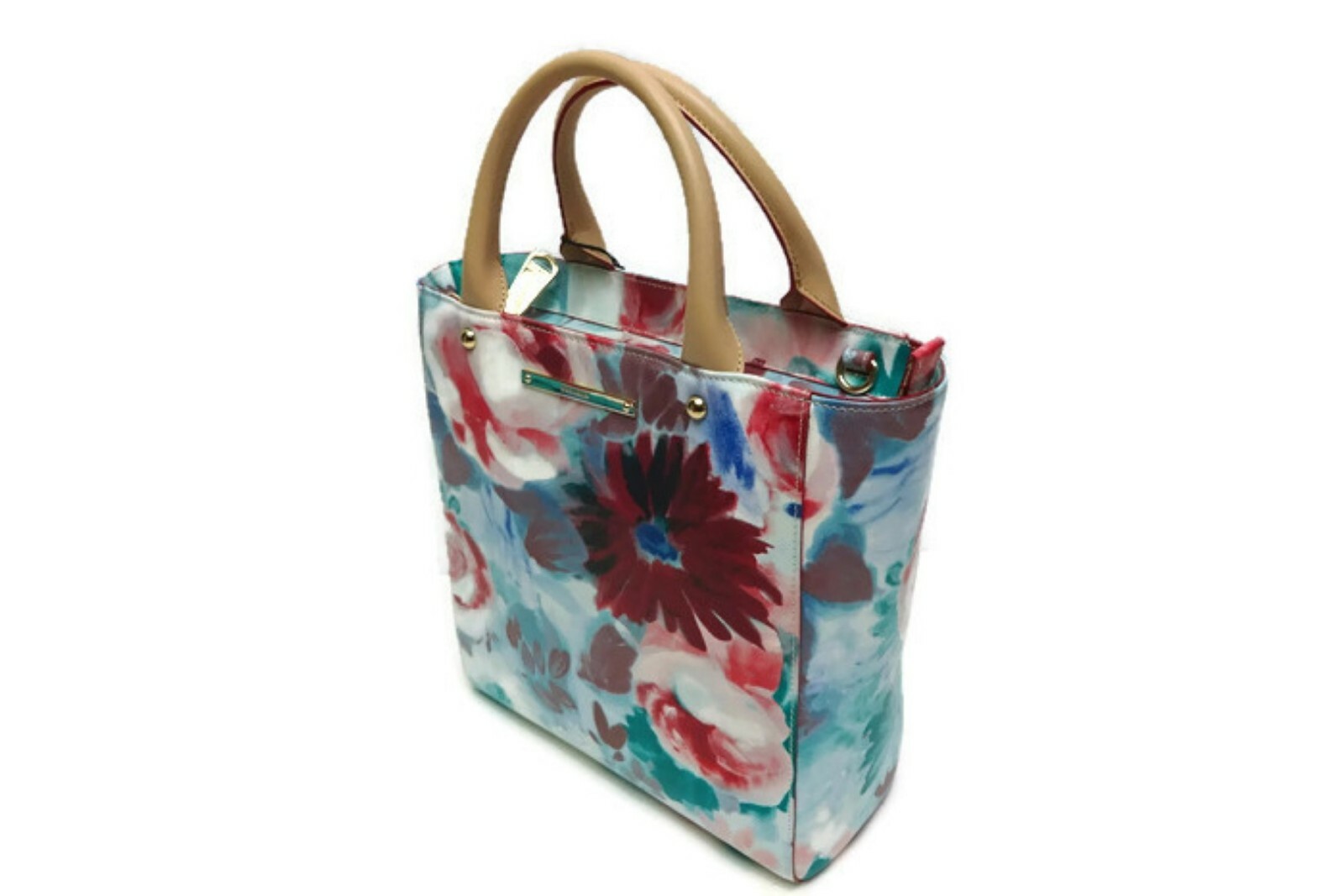 Brahmin Harrison Carryall Tote, Leather, Floral Tourquoise Margaux