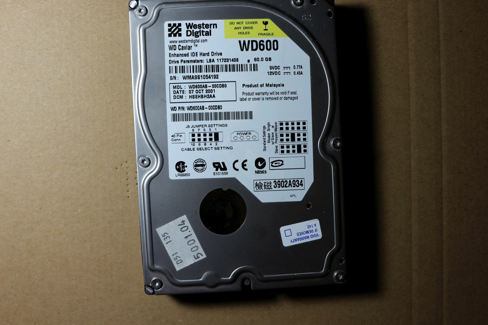 IDE Festplatte intern 3,5" Western Digital WD600 60GB