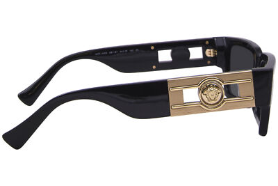 Pre-owned Versace Ve4459 Gb1/87 Sunglasses Black/dark Grey Lenses Rectangle Shape 54mm In Gray