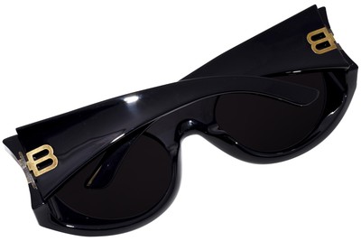Pre-owned Balenciaga Bb0256s 001 Sunglasses Women's Black/grey Lens Butterfly Shape 56mm In Gray