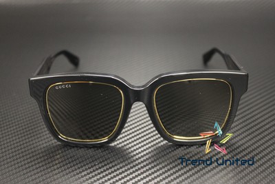 Pre-owned Gucci Gg1136sa 001 Round Oval Panthos Acetate Black Grey 52mm Women's Sunglasses In Gray