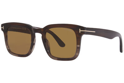 Pre-owned Tom Ford Dex Tf751 55e Sunglasses Men's Brown/striped Brown/vintage Brown 50mm