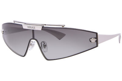 Pre-owned Versace Ve2265 100011 Sunglasses Silver/grey 140mm W/extra Interchangeable Lens In Gray
