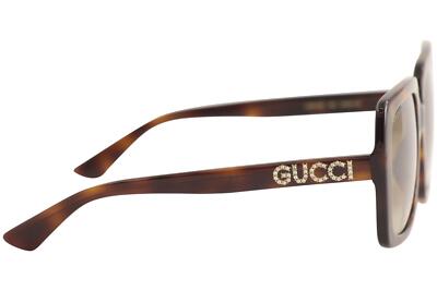 Pre-owned Gucci Women's Gg0418s Gg/0418/s 003 Havana Fashion Square Sunglasses 54mm In Brown