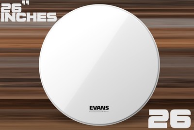EVANS EQ3-NP SMOOTH WHITE BASS DRUM RESONANT HEAD NO PORT (SIZES 16'' TO 26'')