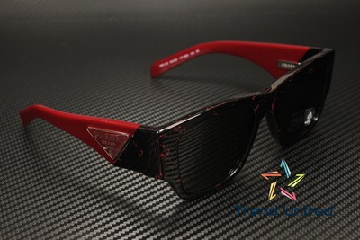 Pre-owned Prada Pr 10zs 11f5s0 Black Etruscan Marble Dark Grey 54 Mm Men's Sunglasses In Gray