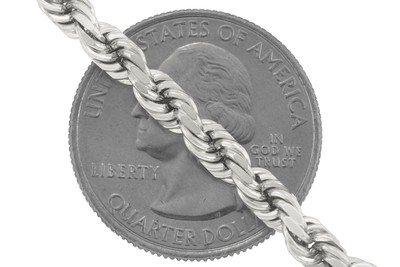 NURAGOLD 10K WHITE GOLD MENS 5MM ITALIAN DIAMOND CUT ROPE CHAIN LINK PENDANT NECKLACE 28"