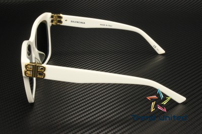 Pre-owned Balenciaga Bb0102sa 004 Cat Eye Acetate White Gold Blue 57 Mm Women's Sunglasses