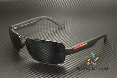 Pre-owned Prada Linea Rossa Ps 50zs 1ab02g Black Dark Grey Polarized 65mm Men's Sunglasses In Polar Dark Grey