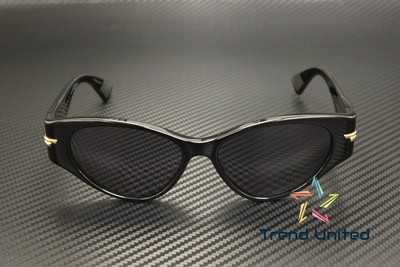 Pre-owned Bottega Veneta Bv1002s 001 Cat Eye Acetate Black Grey 55 Mm Women's Sunglasses In Gray