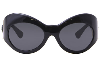 Pre-owned Versace Ve4462 Gb1/87 Sunglasses Women's Black/dark Grey Lenses Wrap Style 58mm In Gray