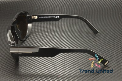 Pre-owned Tom Ford Ft1102 01a Plastic Shiny Black Smoke 59 Mm Men's Sunglasses In Gray
