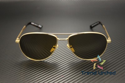 Pre-owned Prada Pr A54s 1bk01t Matte Gold Dark Brown 60 Mm Men's Sunglasses