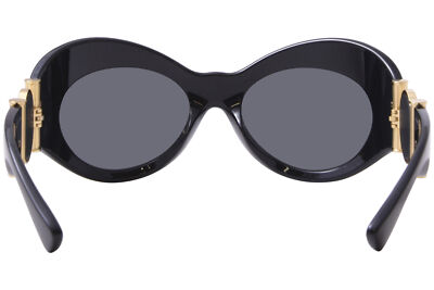 Pre-owned Versace Ve4462 Gb1/87 Sunglasses Women's Black/dark Grey Lenses Wrap Style 58mm In Gray