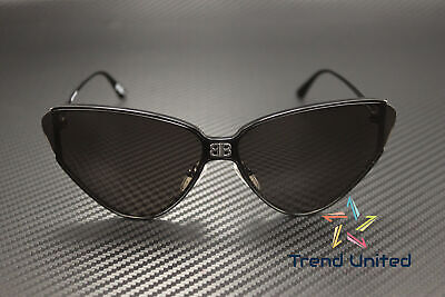 Pre-owned Balenciaga Bb0191s 001 Cat Eye Metal Black Grey 99 Mm Women's Sunglasses In Gray