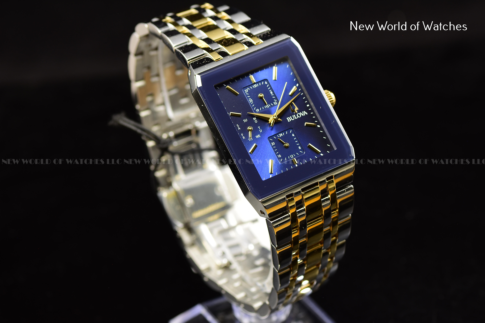 Pre-owned Bulova Quadra Blue Dial Two Tone Stainless Steel Quartz Men's Watch 98c150