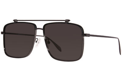 Pre-owned Alexander Mcqueen Am0336s 001 Sunglasses Men's Gunmetal/grey Square Shape 60mm In Gray