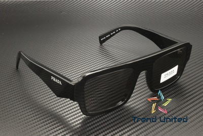 Pre-owned Prada Pr A05s 16k08z Black Dark Grey 53 Mm Men's Sunglasses In Gray