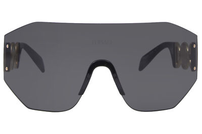 Pre-owned Versace Ve2258 100287 Sunglasses Dark Grey/dark Grey Shield 45mm In Gray