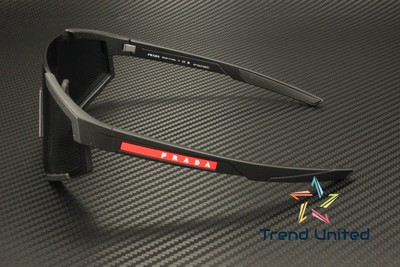 Pre-owned Prada Linea Rossa Ps 04ws Dg070a Black Blue Mirror Violet 39 Mm Men's Sunglasses In Dark Blue Mirror Violet