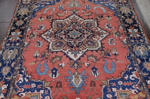 Vegetable Dye Palace Size Handmade Persian Wool Floral Oriental Heriz Rug 13x19