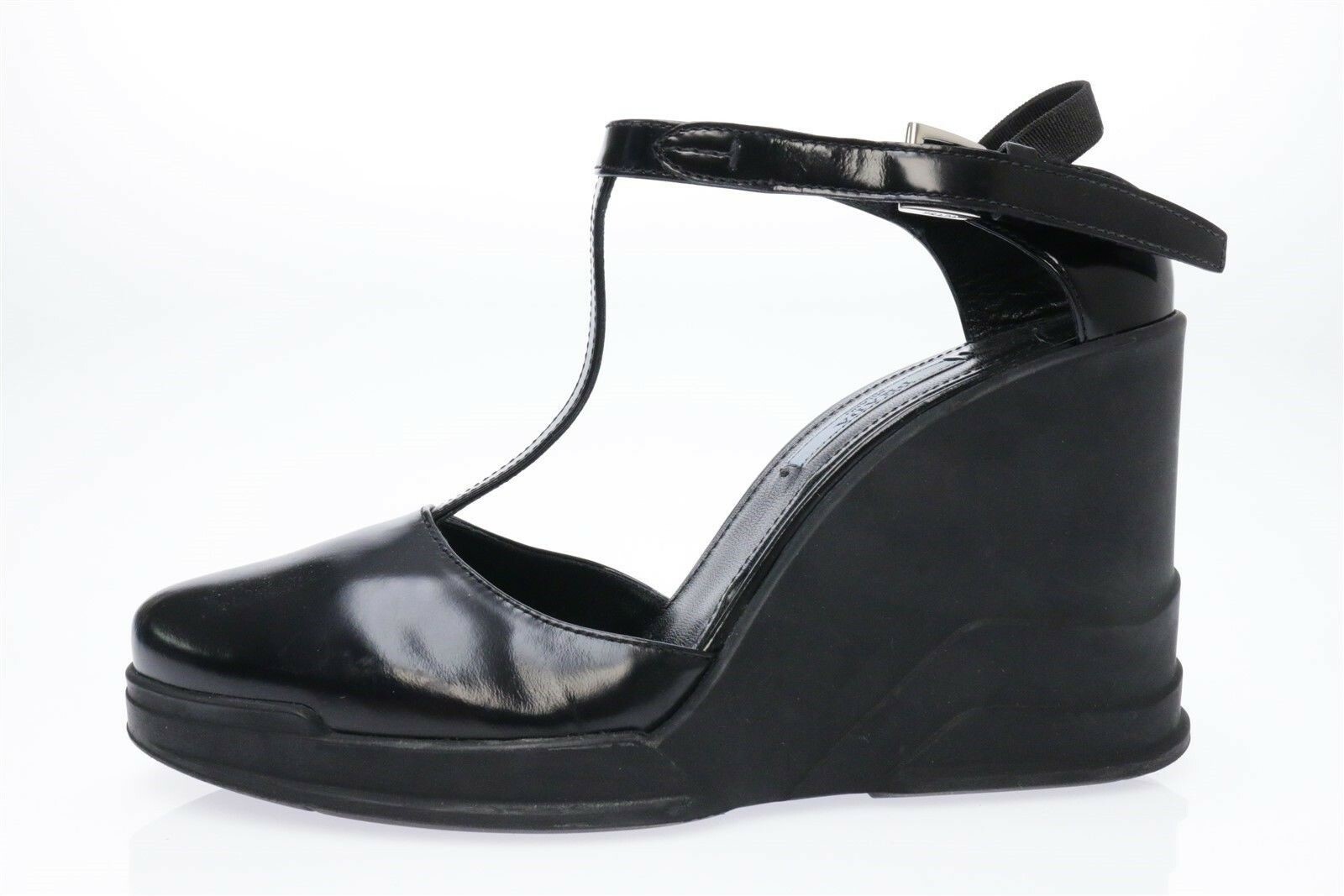 靴 Vintage Prada T-Strap Heel Sandals PRADA Braided Patent Leather T-Strap Sandals Size 7