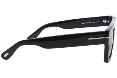 Pre-owned Tom Ford Fausto Tf711 01a Sunglasses Men's Shiny Black/smoke Lenses Square 53mm In Gray