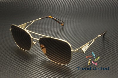 Pre-owned Prada Pr A50s Zvn50c Pale Gold Brown Gradient Grey 59 Mm Women's Sunglasses