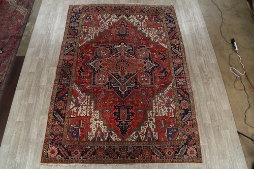 Vegetable Dye Antique Collectable Geometric 9x12 Wool Heriz Serapi Oriental Rug