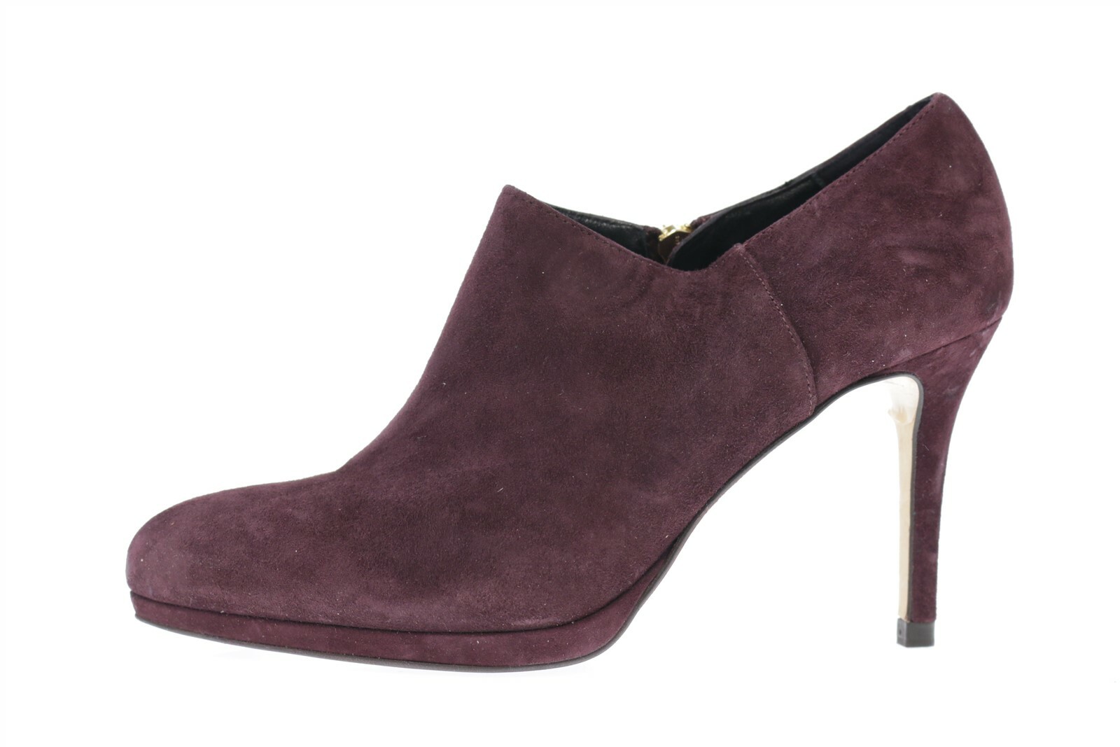 Womens L.K. Bennett Plum Purple Suede Ankle High Heel Booties Size 38 NEW